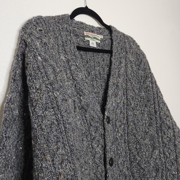 Vintage Celtic Country Ireland Wool Fisherman Cable Knit Cardigan Sweater XL - Picture 4 of 6